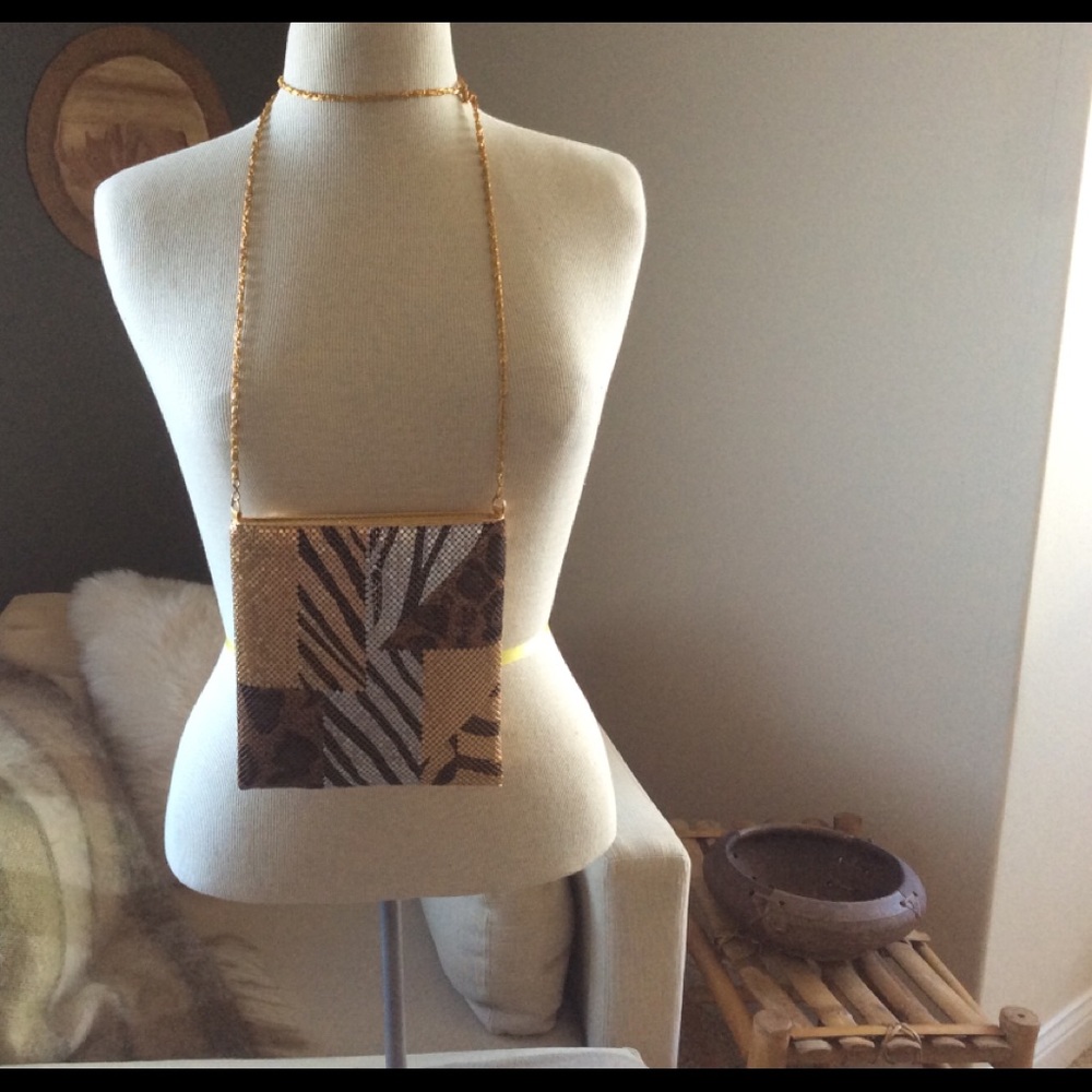 Vintage Mesh Metallic 7” x 7” Animal Print Purse